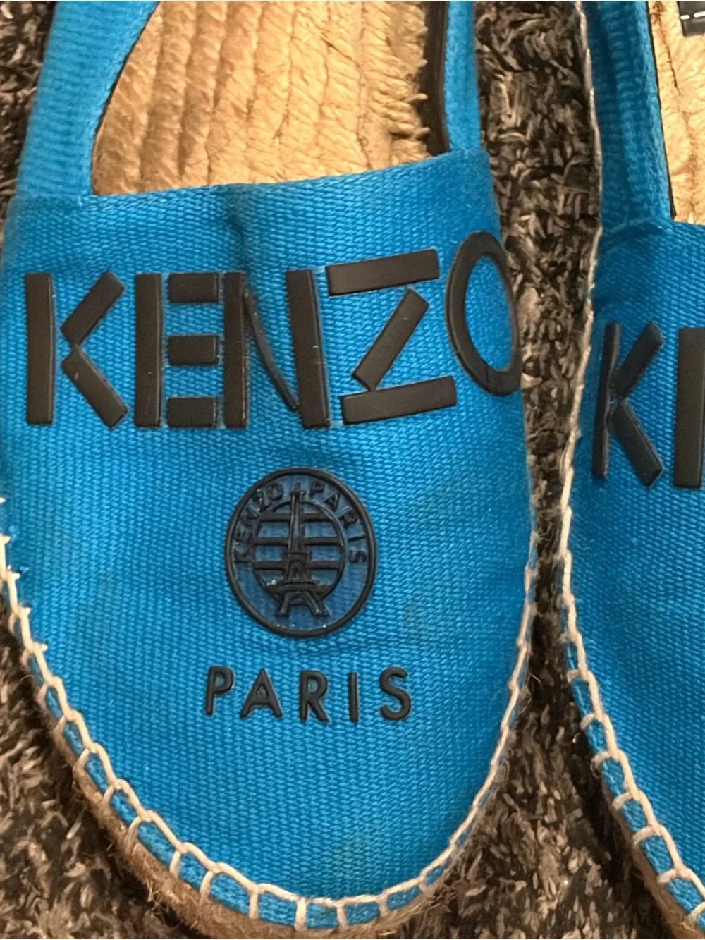 Kenzo Kids Bright Blue Canvas Slip-On Espadrilles size 38